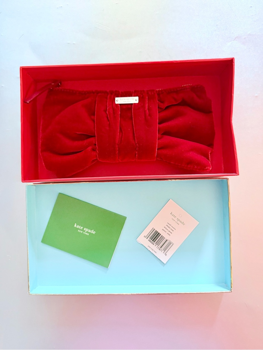 kate spade Red Velvet Mini Bow Bag in Gift Box NWT
